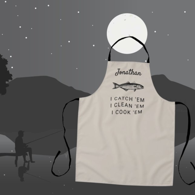 Fishing Humor Personalized Fisherman Gift Apron (Creator Uploaded)