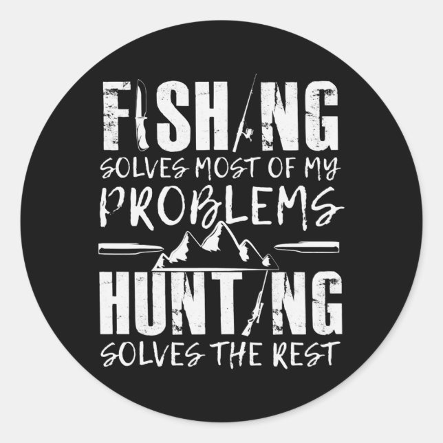 Fishing Hunting Fisher Catching Fish Hunter Classic Round Sticker (Front)