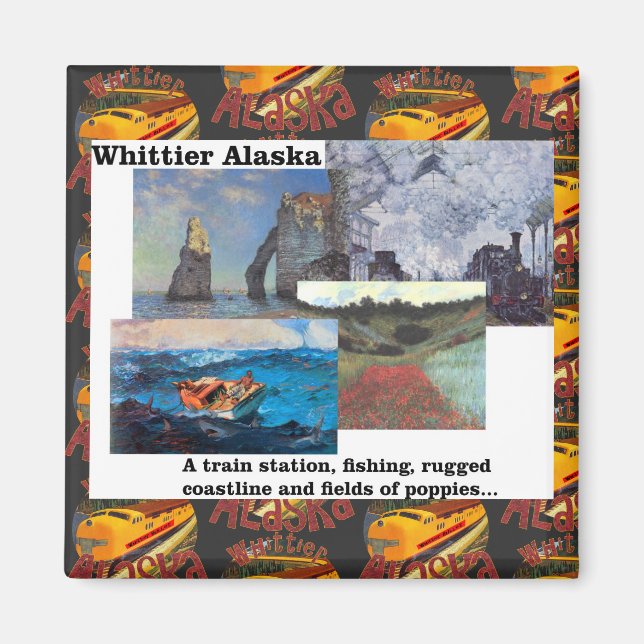 Fishing Hunting Poppies Whittier Alaska Magnet (Front)