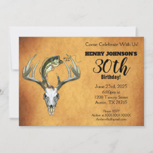 Fishing Hunting Theme 30th Birthday Party Invitation
