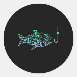 Fishing Icon For Fisherman Fish Hook Boys Fishing  Classic Round Sticker