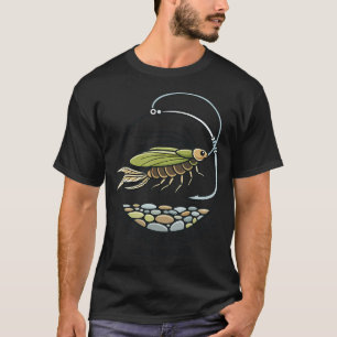 Fishing illustration with an insect nymph drifting T-Shirt