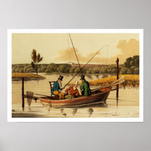 Fishing in a Punt, aquatinted by I. Clark, pub. by Poster