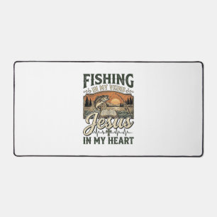 Fishing In My Veins Jesus In My Heart Vintage Desk Mat