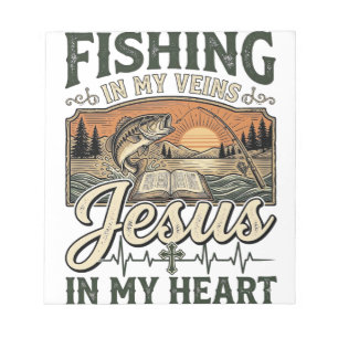 Fishing In My Veins Jesus In My Heart Vintage Notepad