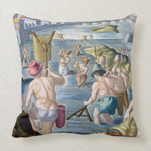 Fishing in Shallow Waters Using Nets, plate 96 fro Cushion