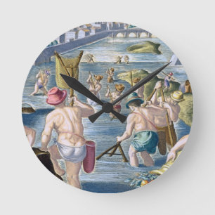 Fishing in Shallow Waters Using Nets, plate 96 fro Round Clock