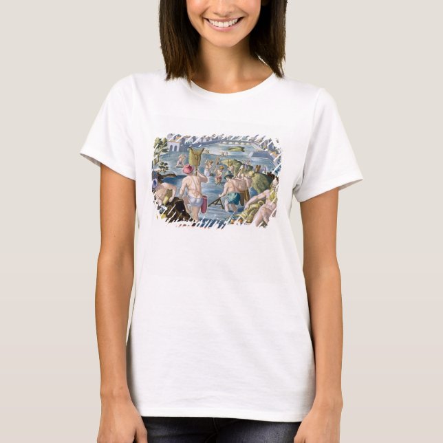 Fishing in Shallow Waters Using Nets, plate 96 fro T-Shirt (Front)