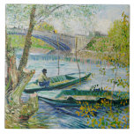 Fishing in Spring by Vincent van Gogh Ceramic Tile<br><div class="desc">Fishing in Spring,  the Pont de Clichy,  famous painting by Vincent van Gogh</div>