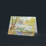 Fishing in Spring by Vincent van Gogh, Christmas Holiday Card<br><div class="desc">Easy to customise Christmas card, just add your names! We fish you a Merry Christmas and a Happy New Year! Fishing in Spring, Pont de Clichy (1887) by Vincent van Gogh is a vintage Post Impressionism fine art daily life painting. A fisherman fishing in a small boat on the Seine...</div>