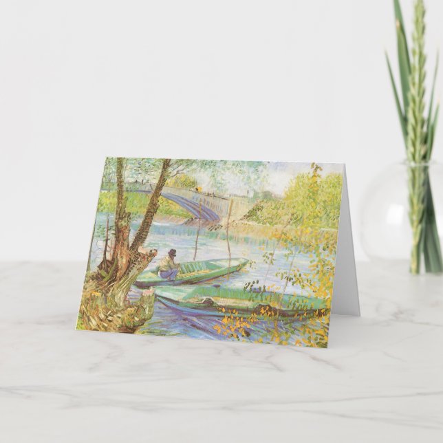 Fishing in Spring by Vincent van Gogh, Christmas Holiday Card (Front)