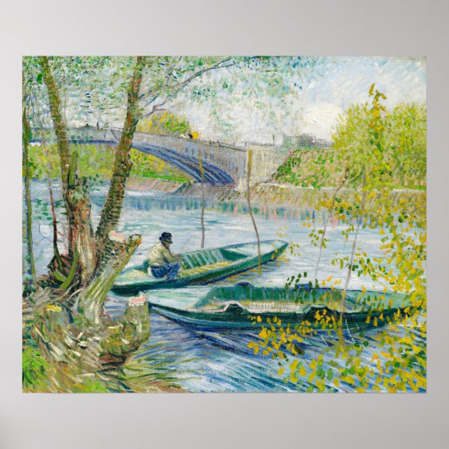 Fishing in Spring, Pont de Clichy by Van Gogh Poster (Front)