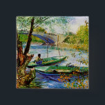 Fishing in Spring Vincent van Gogh 15 Cm Square Badge<br><div class="desc">Fishing in Spring Vincent van Gogh</div>