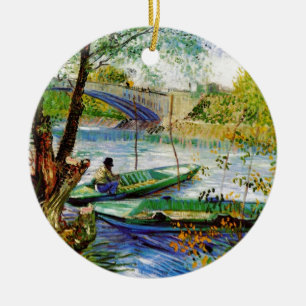 Fishing in Spring, Vincent van Gogh. Beautiful fis Ceramic Tree Decoration