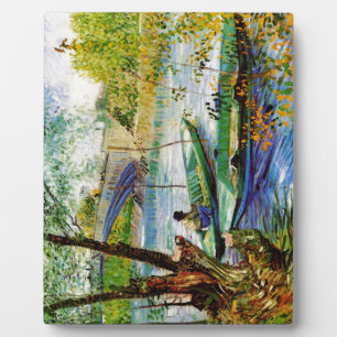 Fishing in Spring, Vincent van Gogh. Beautiful fis Plaque
