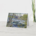 Fishing in Spring | Vincent van Gogh Card<br><div class="desc">Fishing in Spring, the Pont de Clichy (Asnières) (1887) | Original artwork by Dutch post-impressionist artist Vincent Van Gogh (1853-1890). The painting depicts two fishing boats in the water near a bridge in soft shades of blue and green colours. Use the design tools to add custom text or personalise the...</div>