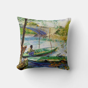 Fishing in Spring, Vincent van Gogh. Cushion