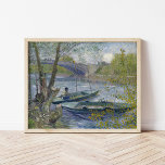Fishing in Spring | Vincent van Gogh Poster<br><div class="desc">Fishing in Spring, the Pont de Clichy (Asnières) (1887) | Original artwork by Dutch post-impressionist artist Vincent Van Gogh (1853-1890). The painting depicts two fishing boats in the water near a bridge in soft shades of blue and green colours. Use the design tools to add custom text or personalise the...</div>