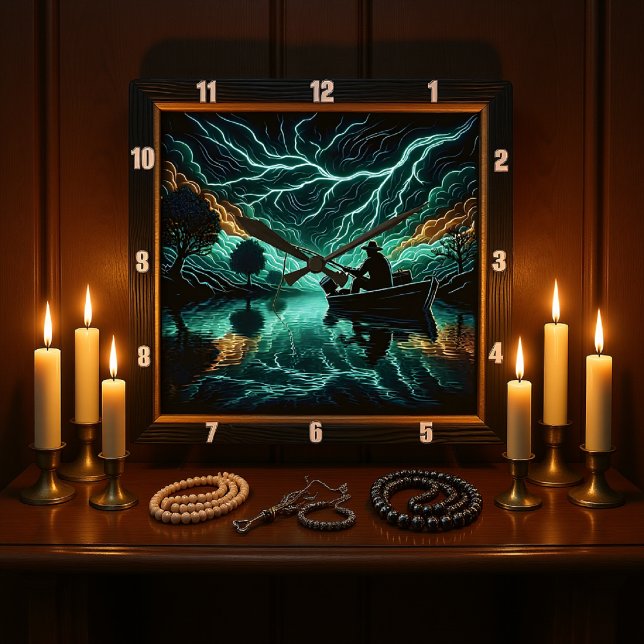 Fishing in the Dark Square Wall Clock (Creator Uploaded)
