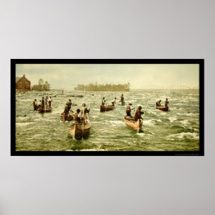 Fishing in the Soo Canal at Sault Ste. Marie 1901 Poster