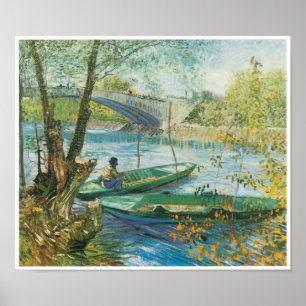 Fishing in the Spring, Pont de Clichy, Van Gogh Poster