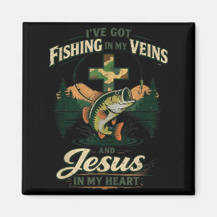 Fishing In Veins Jesus In Heart Christian Fishing Magnet