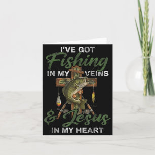 Fishing In Veins Jesus In Heart Funny Fisherman Card