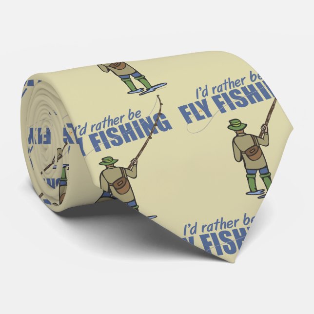 Fishing in Waders "I'd Rather Be Fly Fishing" Tie (Rolled)