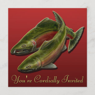Fishing Invitations Personalised Salmon Art RSVP