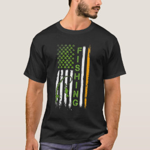 Fishing Irish Saint Patricks Day Us Flag T-Shirt