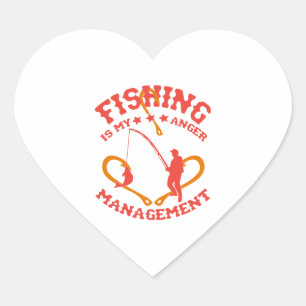 Fishing is my Anger Management Heart Sticker