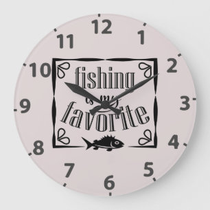 Fishing is my favourite quote  large clock