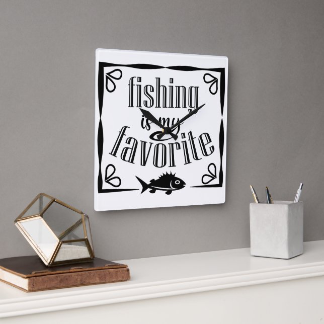 Fishing is my favourite quote  square wall clock (Office)