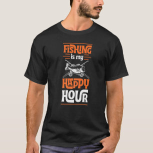 Fishing Is My Happy Hour Large Mouth Bass Fish T-Shirt