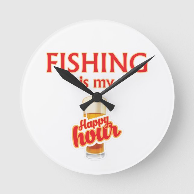 Fishing Is My Happy Hour Round Clock (Front)