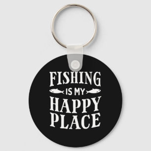 Fishing Is My Happy Place Funny Fisherman Dad Grap Key Ring