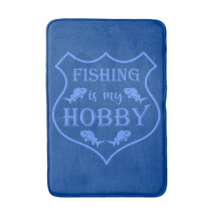 Fishing is my hobby shield quote on crest bath mat
