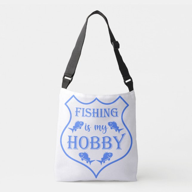 Fishing is my hobby shield quote on crest crossbody bag (Front)