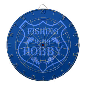 Fishing is my hobby shield quote on crest dartboard