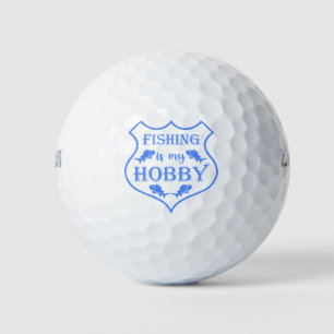 Fishing is my hobby shield quote on crest  golf balls
