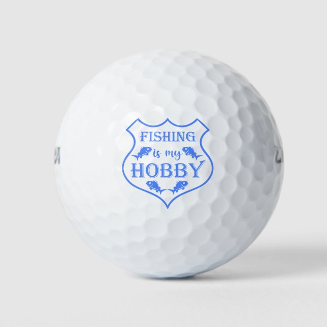 Fishing is my hobby shield quote on crest  golf balls (Front)