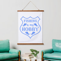 Fishing is my hobby shield quote on crest
