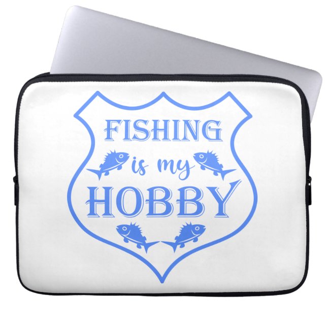 Fishing is my hobby shield quote on crest  laptop sleeve (Front)