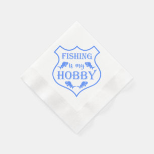 Fishing is my hobby shield quote on crest  napkin