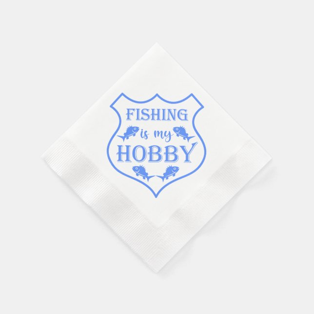 Fishing is my hobby shield quote on crest  napkin (Corner)