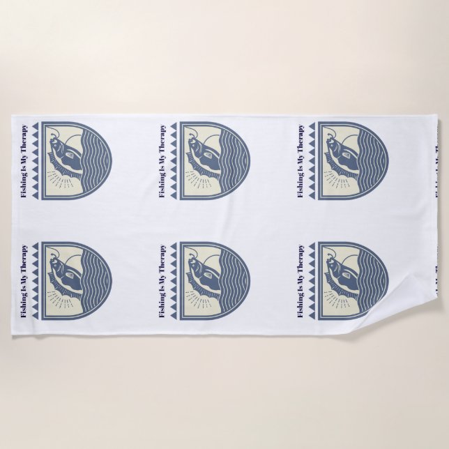 Fishing is My Therapy Beach Towel (Front)