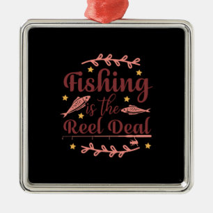 Fishing Is The Reel Metal Ornament