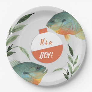 Fishing Its a Boy Baby Shower Paper Plate
