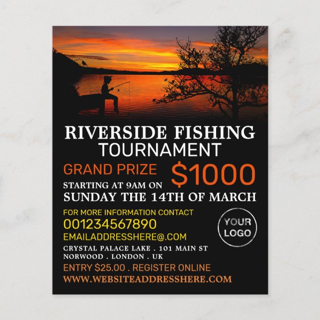 Fishing Lake Landscape, Fishing Tournament Event Flyer (Front)