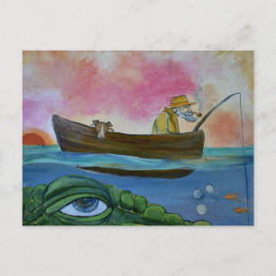 Fishing Lake Monster Postcard